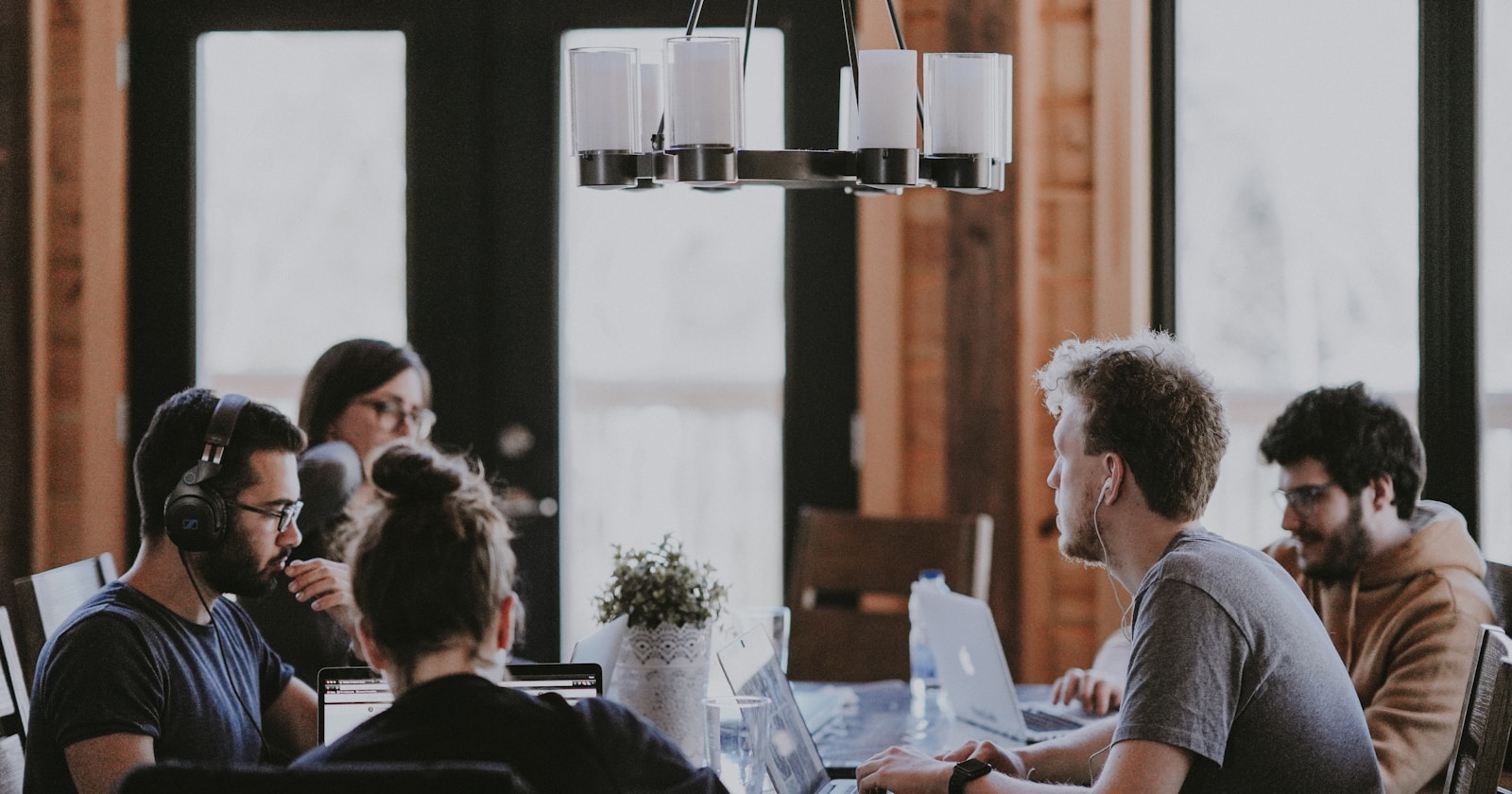 A small B2B sales team in a working session